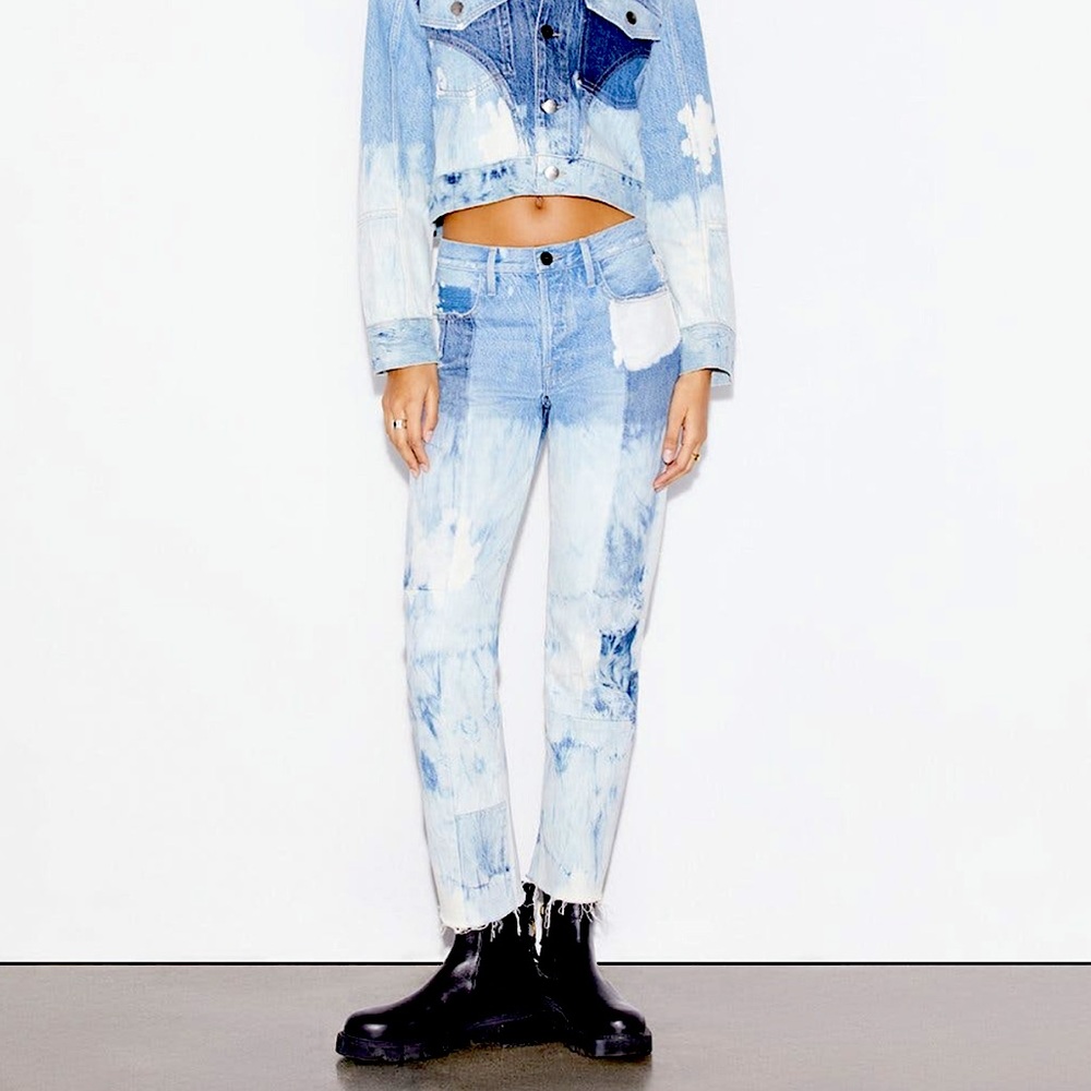 Frame Le Original SlimFresco Straight Leg Jeans w/Distressing & Bleach Sz 23